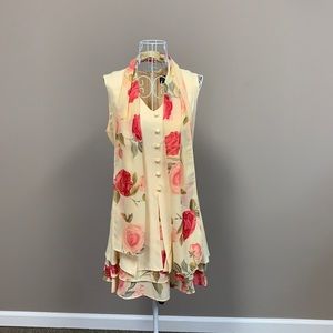 2000s  floral button down dress